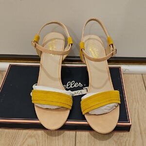 NwB Seychelles Leather Yellow and Tan Sandals